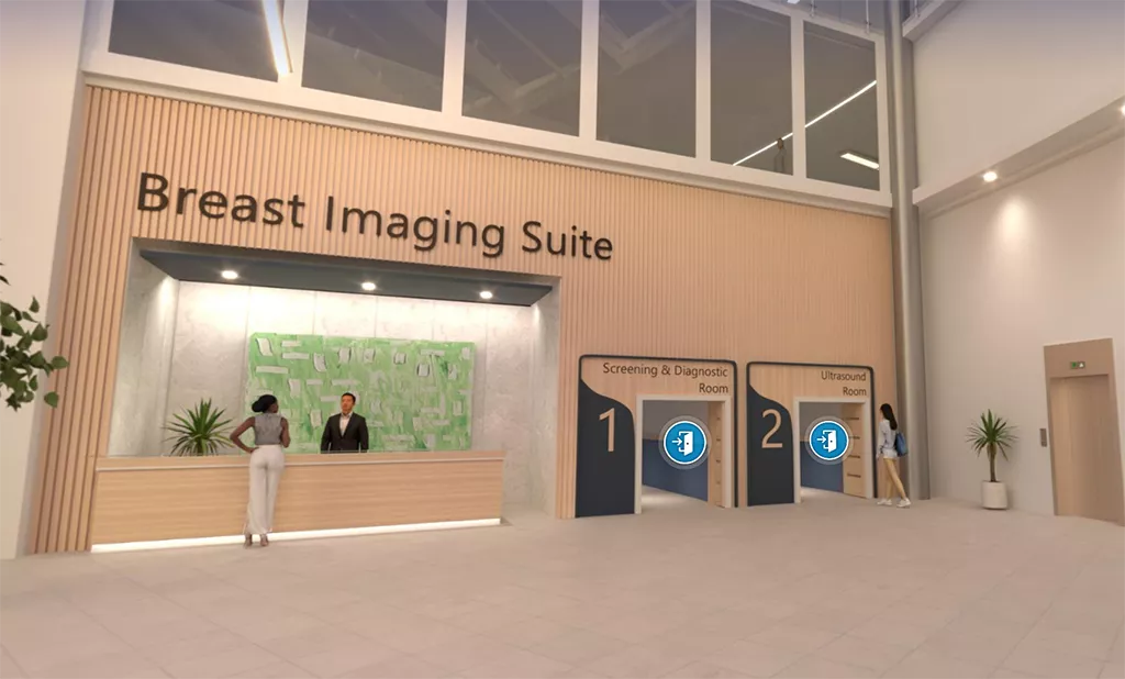 Interior image of Virtual Hospital showing the Breast Imaging Suite